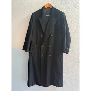 Loro Piana Black Double Breasted Overcoat Peacoat 100% Cashmere